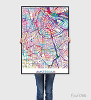 Amsterdam Map Netherland Amsterdam City Map Art Print Wall Art Poster Holland Wall Decor Wanderlust Decor Wall Hanging Travel Decor [NO 788]