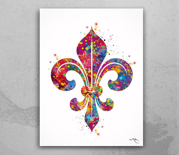 Fleur De Lis Watercolor Print Fleur De Lys Canvas Art Nature Flower Housewarming Gift Wedding Gift  Wall Art Wall Decor Wall Hanging-1673