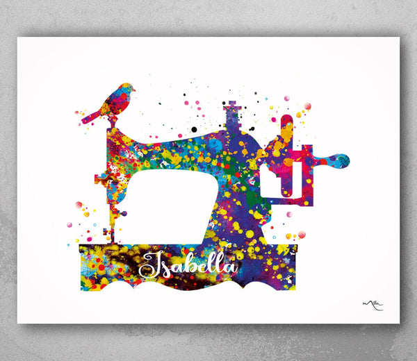 Sewing Machine Personelized Watercolor Print Wall Art Seamstress Sewing Room Housewarming Gift Craft Room Wall Decor Tailor Hang Art-1702