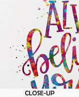 Always Believe in Yourself Quote Watercolour Print Housewarming Gift Motivational Quote Art Wall Art Office Decor Calligraphy Typo Art-600