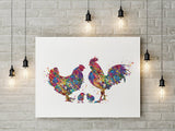 Chicken Family Watercolor Print Housewarming Gift Family Love Nursery Chicken and Chicks Hen and Baby Chicks Farm Animal Country House-1709
