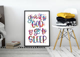 Give It To God And Go To Sleep Watercolour Print Christian Wall Art Wall Decor Inspirational Bedroom Decor Religious Housewarming Gift-1711