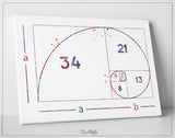 Fibonacci Spiral Watercolor Print Fibonacci Sequence Numbers Golden Spiral Geometric Art Golden Ratio Science Art Dorm Wall Mathematics-1041