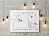 Fibonacci Spiral Watercolor Print Fibonacci Sequence Numbers Golden Spiral Geometric Art Golden Ratio Science Art Dorm Wall Mathematics-1041
