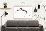 Turks and Caicos Map Watercolor Print Caribbean Islands Map Wall Art Wedding Gift Honeymoon Gift Map Wall Hanging Travel Gift Wall Decor-469