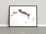 Turks and Caicos Map Watercolor Print Caribbean Islands Map Wall Art Wedding Gift Honeymoon Gift Map Wall Hanging Travel Gift Wall Decor-469