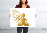 Yoga Art Gold Yogi Yoga Poster Yoga Pose Yoga Print Yoga Woman Watercolor Yoga Studio Sukhasana Pose Yoga Wall Decor Yoga Gift Yoga-929