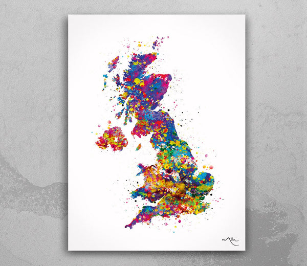 United Kingdom Map, United Kingdom Watercolor, UK Map, Great Britain Map, England Map, Travel Decor, English Home Decor, Wall Hanging-919