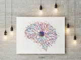 Circuit Brain Watercolor Print Medical Art Science Art Neuroscience Wall Art Neurology Human Brain Tech Gift Computer Technology Art-1745