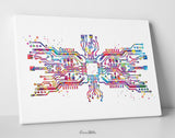 Circuit Board Art Watercolor Print Science Art Computer Modern Art Electronic Motherboard Engineer Technology Gift Poster Wall Hanging-1754