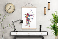 Archer Girl Watercolor Print Archery Female Woman Mom Bow and Arrow Girls Bowhunting Wall Art Fearless Girl Warrior Woman Wall Hanging-1757