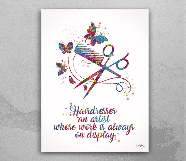 Hairdresser Watercolor Print Hair Salon Decor Wall Art Hairstylist Gift Beauty Salon Decor Hairdressing Art Christmas Gift-1776