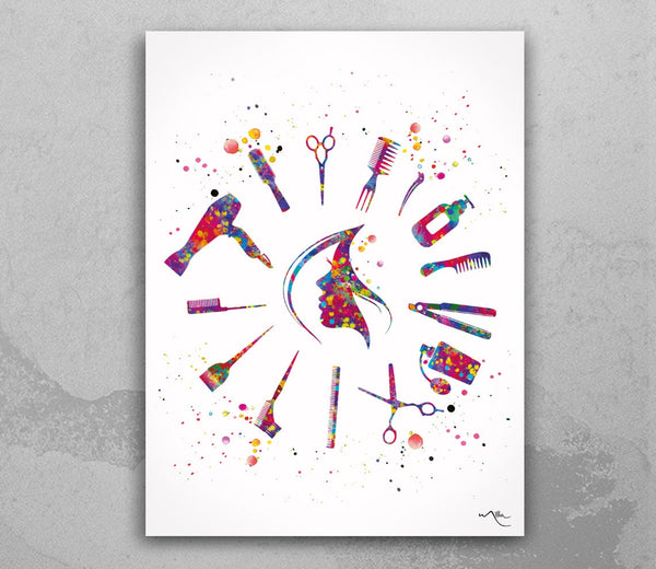 Hairdresser Watercolor Print Hair Salon Decor Wall Art Hairstylist Gift Beauty Salon Hairstylist Hairdressing Art Hair Studio Wall Art-1791