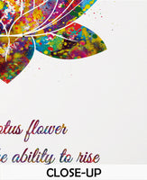 Lotus Quote Watercolor Print Nice Quote Gift Poster Yoga Studio Relaxation Housewarming Inspirational Wall Art Motivational Quote Art-1489