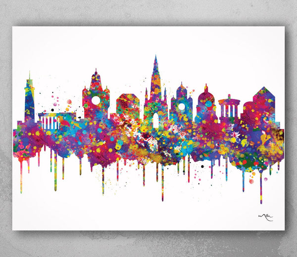 Edinburgh Skyline England United Kingdom Watercolor Print Wall Art Wedding Gift Poster Wall Decor Home Decor Housewarming Wall Hanging-1810