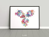 Antibody Structure Watercolor Print Antibodies Medical Art immunology Immunoglobulin immune system IgG CANVAS Doctor Office Clinic Art-1812