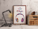 Headphone Watercolor Print Music Lose Yourself Quote Wall Art Earphones Poster Gift DJ Gift Teen Room Bedroom Musical Music Studio Art-1815