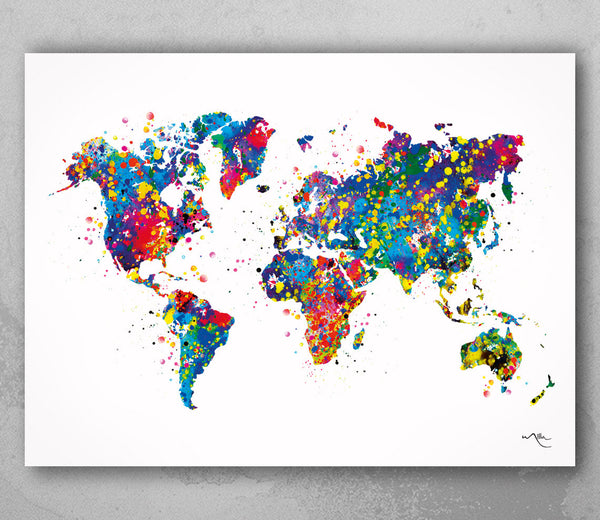Watercolor World Map Print Travel Art Wall Wedding Gift Housewarming Gift Poster Large Size Map Wall Decor Art Home Decor Wall Hanging-59