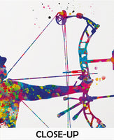 Archer Man Watercolor Print Archery Male Father's Gift Compound Bow Arrow Bowhunting Wall Art Boy Sports Wall Hanging Anniversary Gift-1830