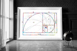 Fibonacci Spiral Watercolor Print Fibonacci Sequence Numbers Golden Spiral Geometric Art Golden Ratio Science Art Dorm Wall Mathematics-1775