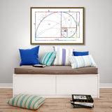 Fibonacci Spiral Watercolor Print Fibonacci Sequence Numbers Golden Spiral Geometric Art Golden Ratio Science Art Dorm Wall Mathematics-1775