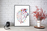 Brain and Heart Balance Watercolor Print Medical Art Science Geek Nerd Gift Neurology Wall Art Artistic Office Psychology PSI Wall Decor-325