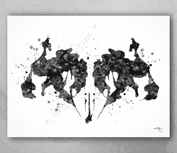 Rorschach inkblot Art Abstract Watercolor Print Psychology Psychiatry Wall Art Psychotherapist Black White Art Medical Art Clinic Decor-1796