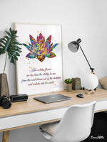 Lotus Quote Watercolor Print Nice Quote Gift Poster Yoga Studio Relaxation Housewarming Inspirational Wall Art Motivational Quote Art-1489