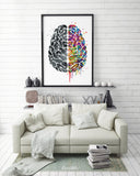 Creative Brain Watercolor Print Medical Art Science Art Geek Nerd Neurology Wall Art Artistic Brain Left Right Brain Poster Wall Decor-1118