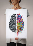 Creative Brain Watercolor Print Medical Art Science Art Geek Nerd Neurology Wall Art Artistic Brain Left Right Brain Poster Wall Decor-1118