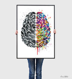 Creative Brain Watercolor Print Medical Art Science Art Geek Nerd Neurology Wall Art Artistic Brain Left Right Brain Poster Wall Decor-1118
