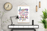 Dreams Don't Work Unless You Do Quote Watercolour Print Inspirational Motivational Wall Decor Housewarming Gift Typo Work Life Wall Art-1848