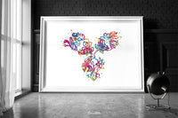 Antibody Structure Watercolor Print Antibodies Medical Art immunology Immunoglobulin immune system IgG CANVAS Doctor Office Clinic Art-1812
