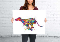 Greyhound Watercolor Print, Lurcher Dog, Greyhound Painting, Greyhound Running, Greyhound Print, Greyhound Gift, Dog Art, Dog Lover Gift-905