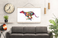 Greyhound Watercolor Print, Lurcher Dog, Greyhound Painting, Greyhound Running, Greyhound Print, Greyhound Gift, Dog Art, Dog Lover Gift-905