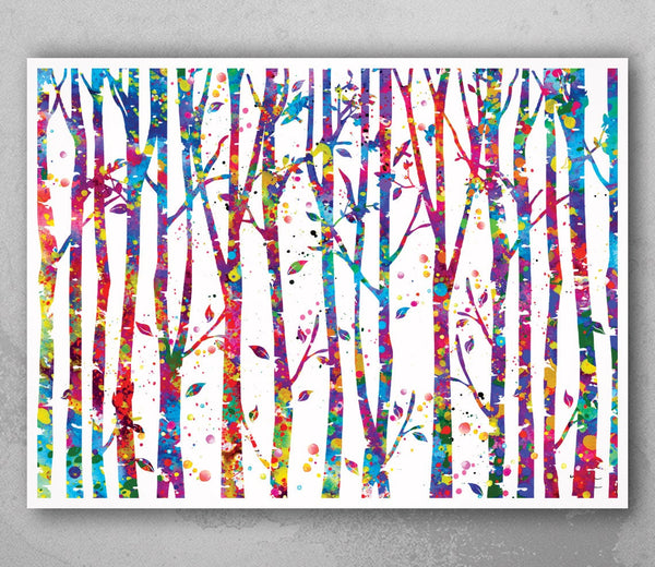 Trees Watercolor Print Nature Print Branches Forest Painting Forest Office Decor Wedding Gift Home Decor Wall Art Nursery Wall Hanging-307