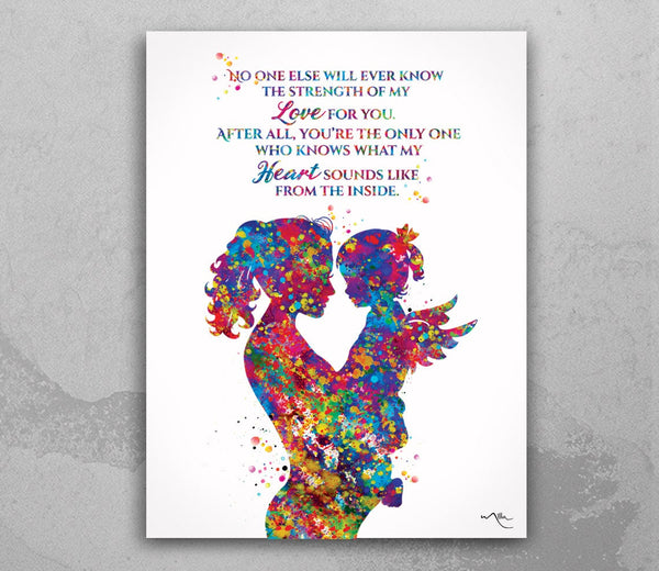 Mother and Daughter Watercolor Print Mother and Baby Kids Midwifery Memorial Gift Memory gift New Mum Baby Shower Art Mother Day Gift-1823