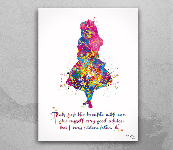 Alice Good Advice Quote Watercolor Print Inspirational Quote Nursery Decor Wall Art Wall Decor Housewarming Gift For Girls Wall Hanging-1825