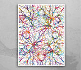 Neural Connections Watercolor Print Abstract  Medical Art Science Neurology Brain Psychiatry Therapy Art Doctor Poster Neuron Synapses-1827