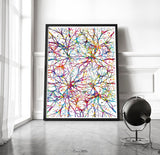 Neural Connections Watercolor Print Abstract  Medical Art Science Neurology Brain Psychiatry Therapy Art Doctor Poster Neuron Synapses-1827