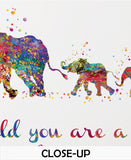 Elephant Family Mom Dad and Four Baby Watercolor Print Quote Art Wedding Gift Family Print Wall Art Home Decor Housewarming Wall Prints-1648