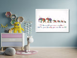 Elephant Family Mom Dad and Four Baby Watercolor Print Quote Art Wedding Gift Family Print Wall Art Home Decor Housewarming Wall Prints-1648