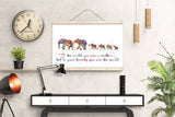 Elephant Family Mom Dad and Four Baby Watercolor Print Quote Art Wedding Gift Family Print Wall Art Home Decor Housewarming Wall Prints-1648