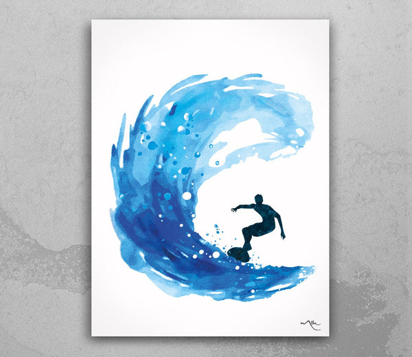 Surf Watercolor Print Painting Surfer Boy Painting Art Wall Art Giclee Wall Decor Summer Ocean Home Decor Nursery Wall Hanging-680