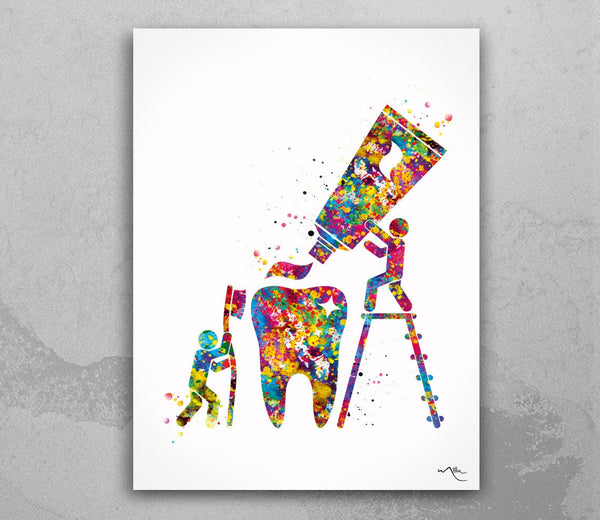 Dental Hygienist Art Watercolor Print Dental Care Tools Tooth Medical Art Surgeon Dental Clinic Decor Gift Dentist Dentistry Office-1400