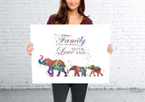 Elephant Family Watercolor Print Mother and Two Babies Kids Family Quote  Family Gift Wall Art Christmas Gift Childrens Nursery Decor-1845