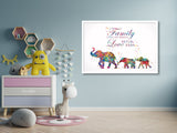 Elephant Family Watercolor Print Mother and Two Babies Kids Family Quote  Family Gift Wall Art Christmas Gift Childrens Nursery Decor-1845