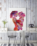 Mother and Two Daughters Watercolor Print Mother with Baby Twin Babys Mom and Childrens Mum and Kids Girl Baby Shower Nursery Decor-1878