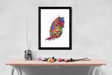 Grenada Map Watercolor Print Grenada Islands Wall Art Wedding Gift Honeymoon Gift Map Wall Hanging Country Travel Gift Home Wall Decor-1144