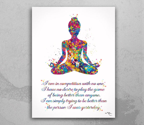Yoga Art Motivational Quote Watercolor Print Yogi Poster Yoga Pose Yoga Print Yoga Woman Yoga Studio Yogi Girl Wall Decor Yogi Gift-265